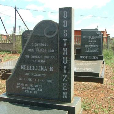 OOSTHUIZEN Wesselina M. nee GELDENHUYS 1910-1993