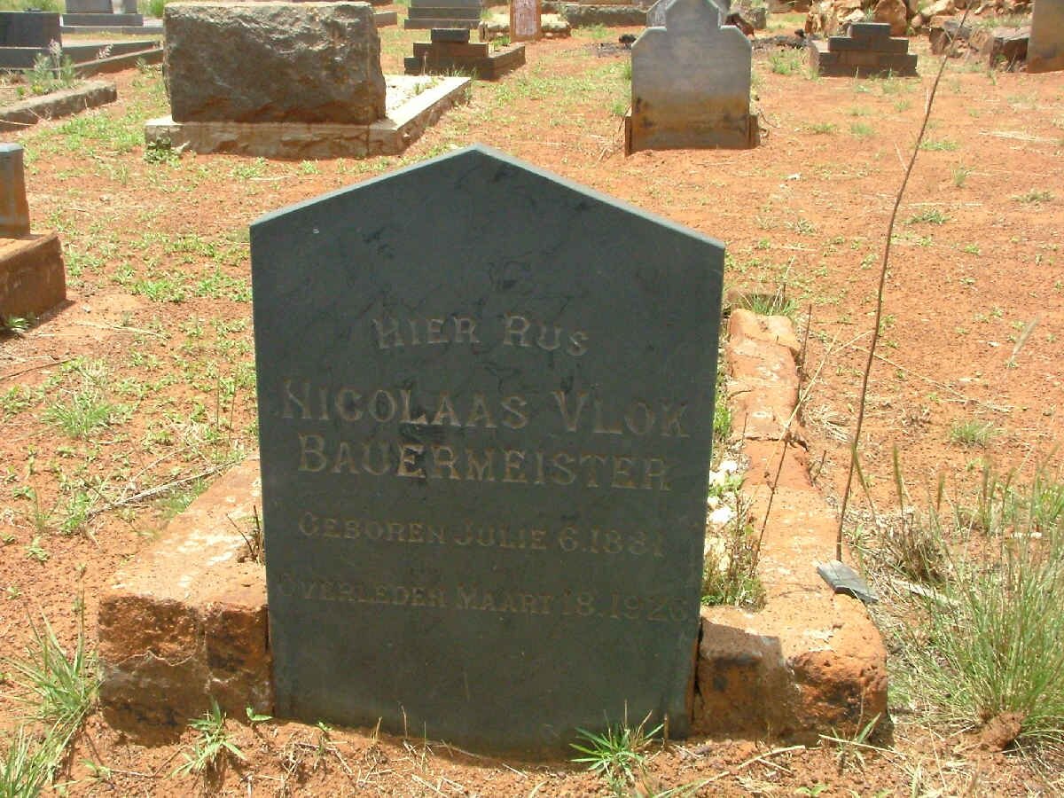 BAUERMEISTER Nicolaas Vlok 1881-1926