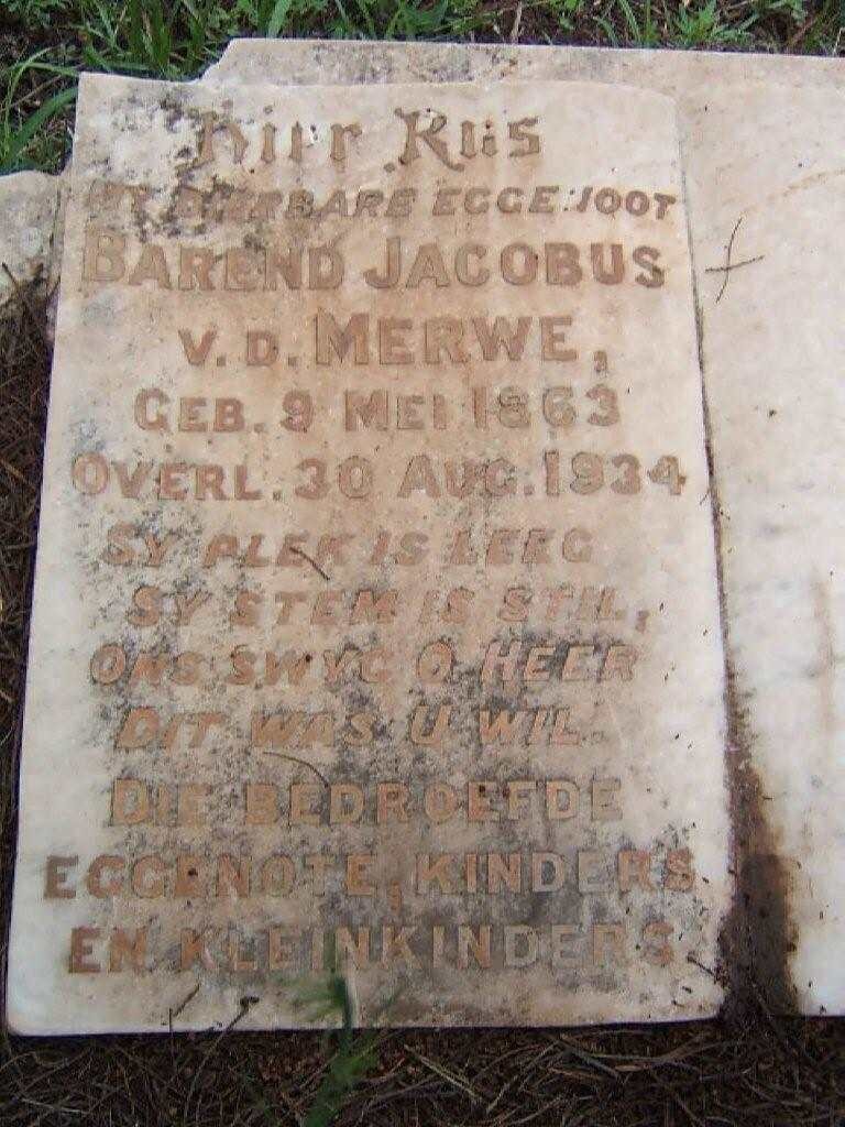 MERWE Barend Jacobus, v.d 1863-1934