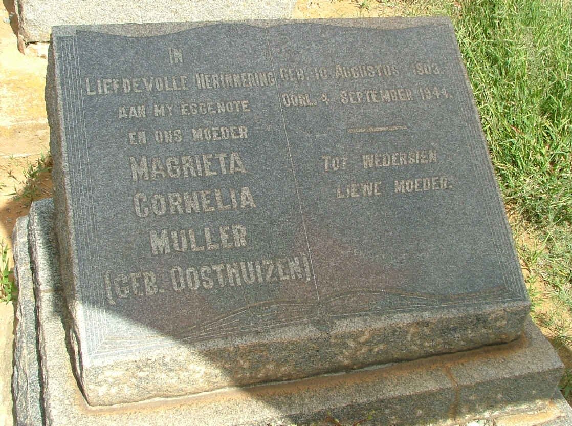 MULLER Magrieta Cornelia nee OOSTHUIZEN 18?3-1944