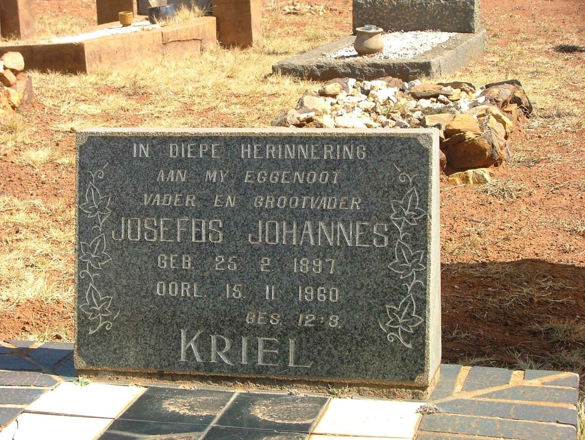 KRIEL Josefos Johannes 1897-1960