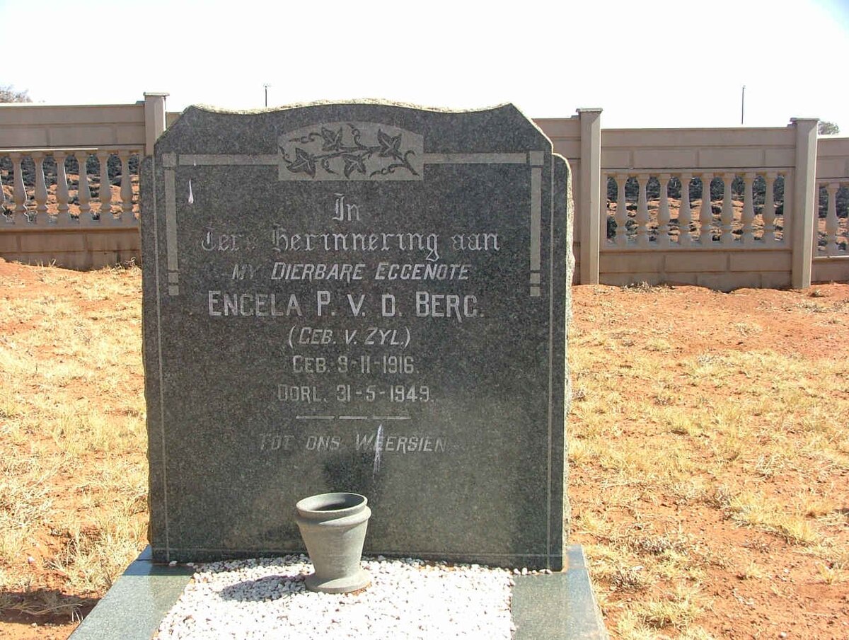 BERG Engela P., v.d. nee V. ZYL 1916-1949