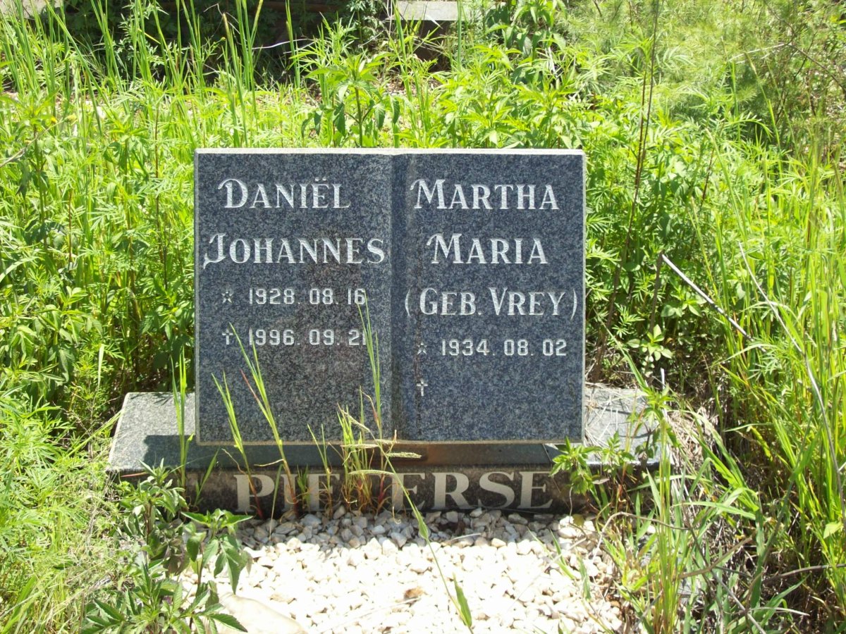 PIETERSE Daniel Johannes 1928-1996 &amp; Martha Maria VREY 1934-