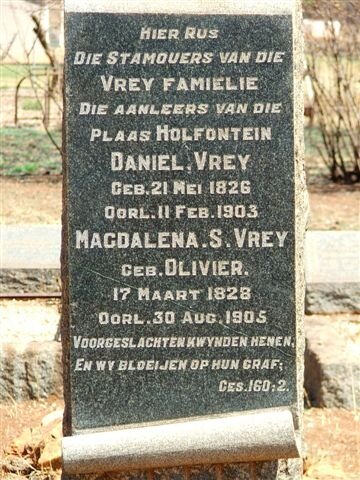 VREY Daniel 1826-1903 &amp; Magdalena S. OLIVIER 1828-1905