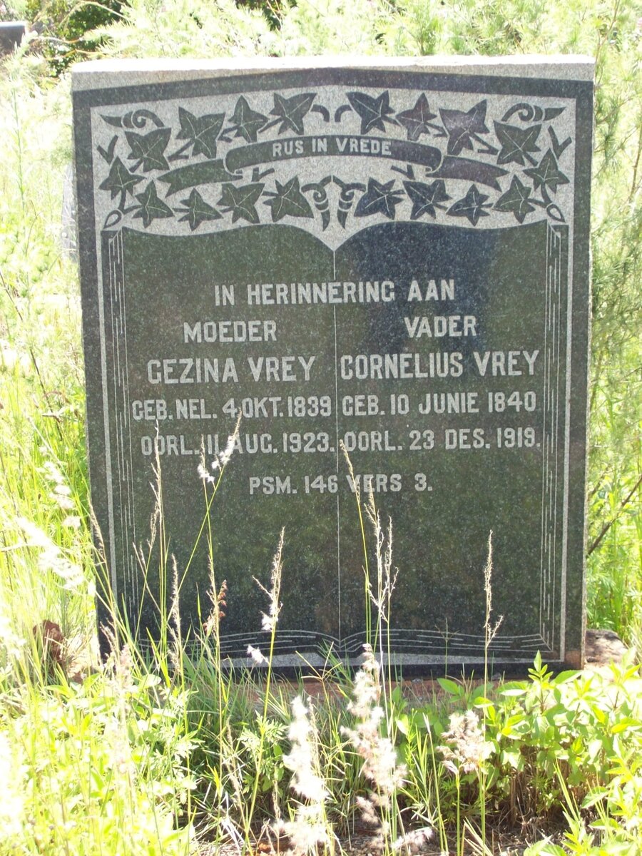 VREY Cornelius 1840-1919 &amp; Gezina NEL 1839-1923