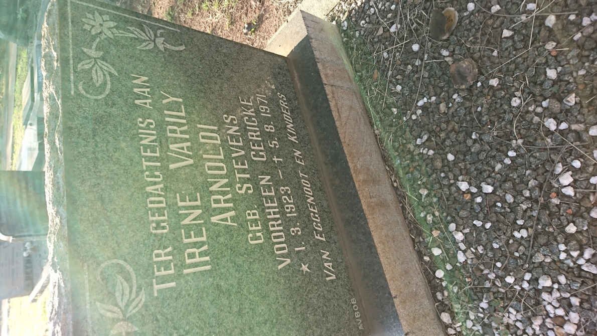 ARNOLDI Gerhardus Jacobus 1920-1982 &amp; Irene Varily formerly GERICKE nee STEVENS 1923-1971