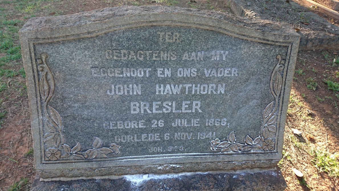 BRESLER John Hawthorn 1866-1941