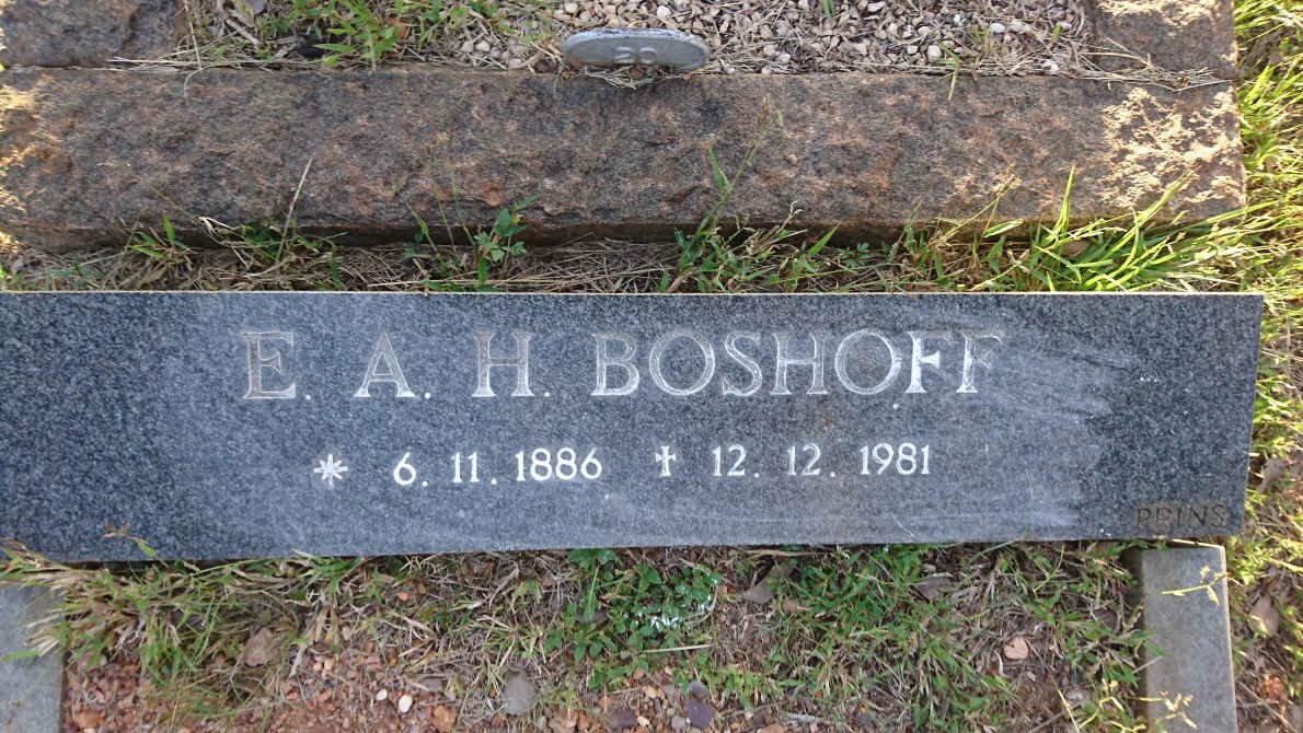 BOSHOFF E.A.H. 1886-1981
