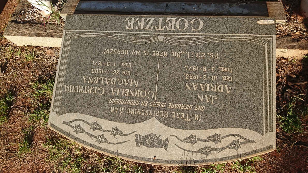 COETZEE Jan Adriaan 1893-1971 &amp; Cornelia Gertruida Magdalena 1909-1971