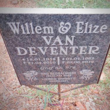 DEVENTER Willem, van 1958-2010 &amp; Elize 1965-2012