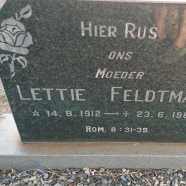 FELDTMANN Jan 1905-1975 &amp; Lettie 1912-1984