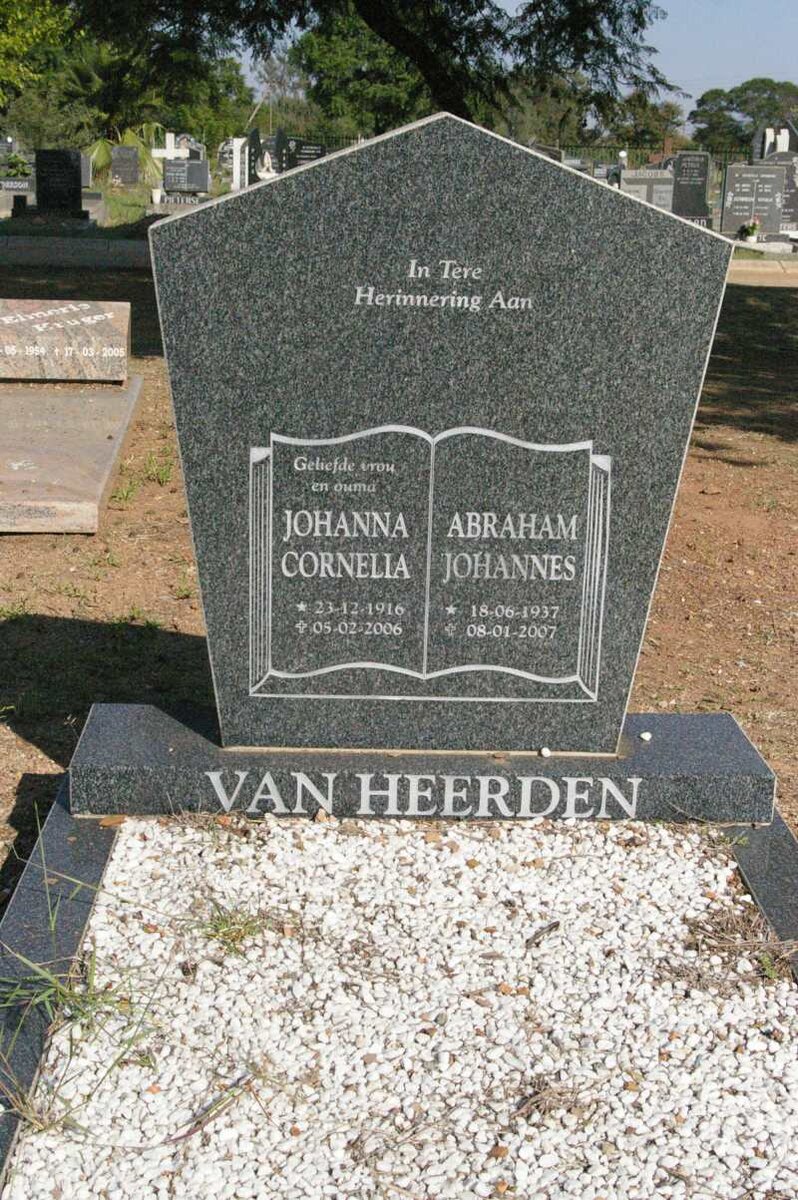 HEERDEN Abraham Johannes, van 1937-2007 &amp; Johanna Cornelia 1916-2006