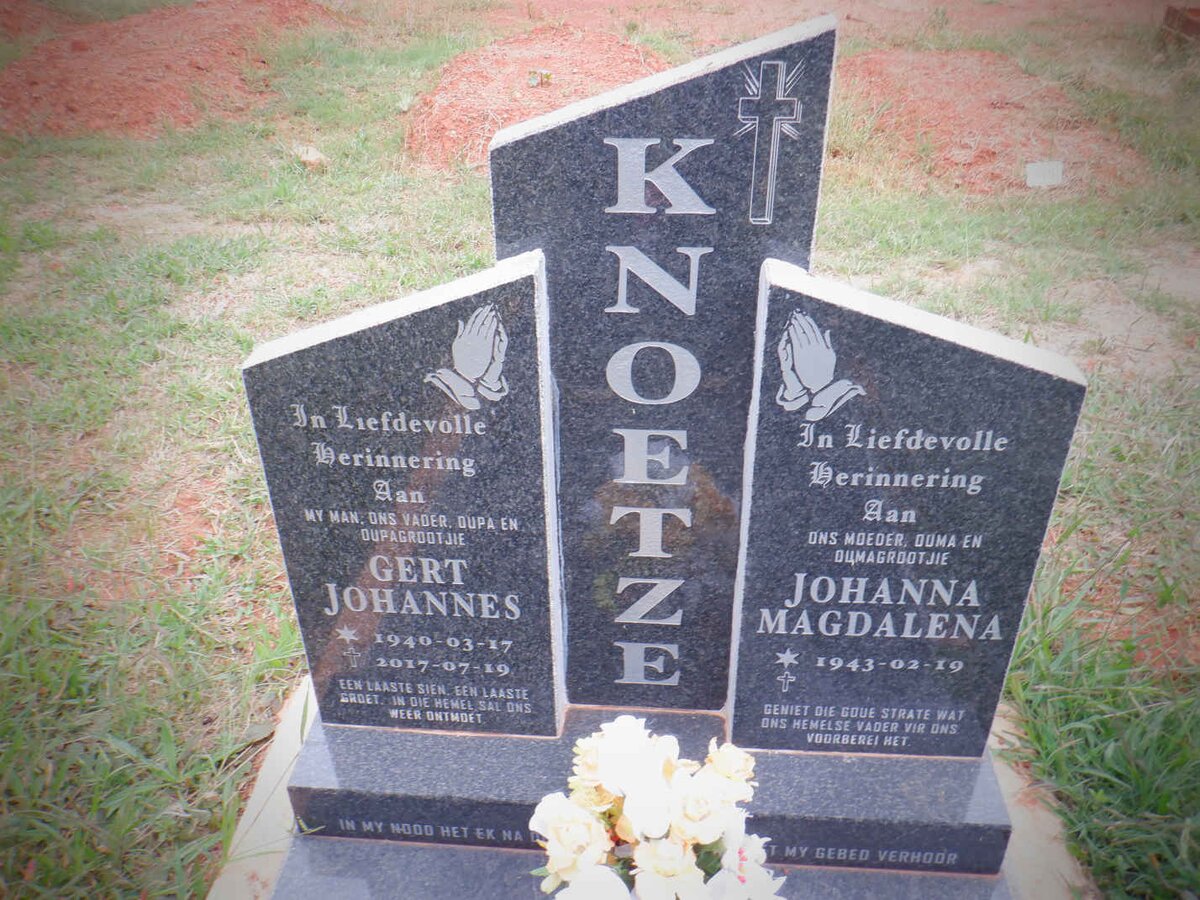 KNOETZE Gert Johannes 1940-2017 &amp; Johanna Magdalena 1943-