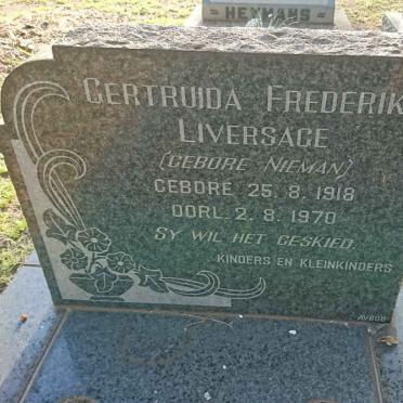 LIVERSAGE Gertruida Frederika nee NIEMAN 1918-1970