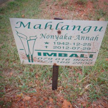 MAHLANGU Nonyaka Annah 1942-2012