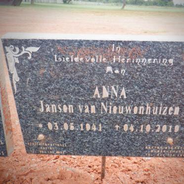 NIEUWENHUIZEN Anna, Jansen van 1941-2019