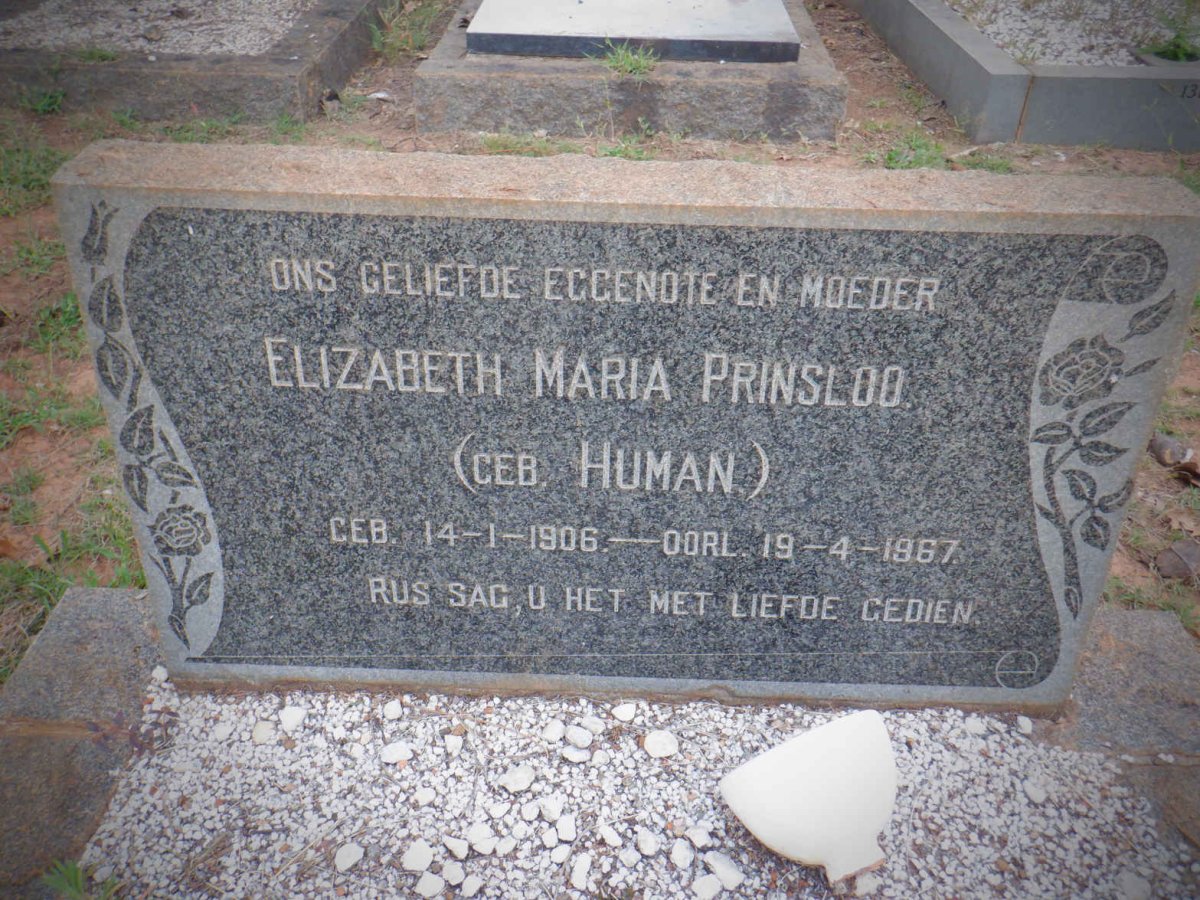 PRINSLOO Elizabeth Maria nee HUMAN 1906-1967