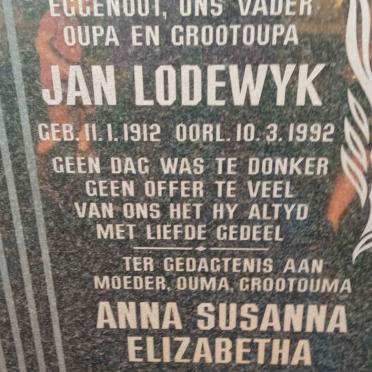 STOOP Jan Lodewyk 1912-1992 &amp; Anna Susanna Elizabetha 1919-1998