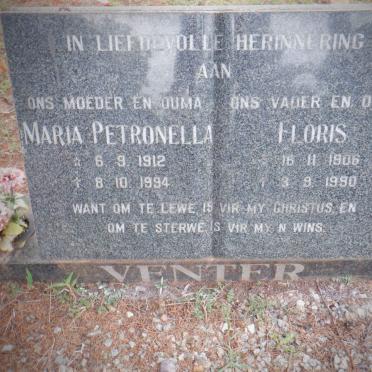 VENTER Floris 1906-1990 &amp; Maria Petronella 1912-1994