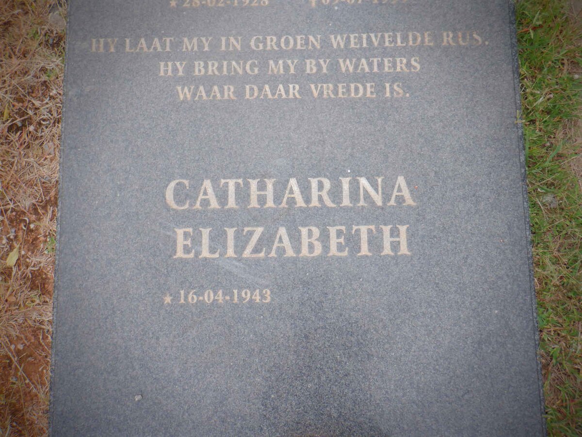VERSTER Barend Jacobus 1928-1999 &amp; Catharina Elizabeth 1943-
