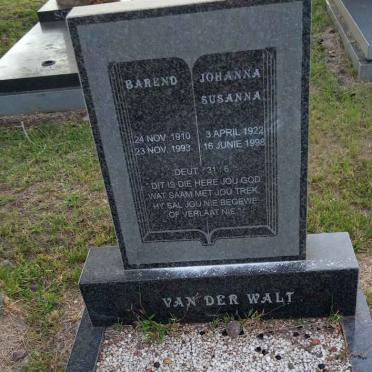 WALT Barend, van der 1910-1993 &amp; Johanna Susanna 1922-1998