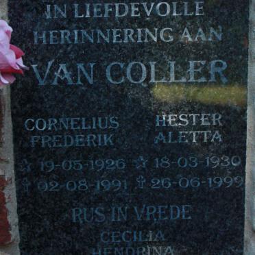 COLLER Cornelius Frederik, van 1926-1991 &amp; Hester Aletta 1930-1999