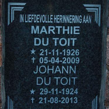 TOIT Johann, du 1924-2013 &amp; Marthie 1926-2009