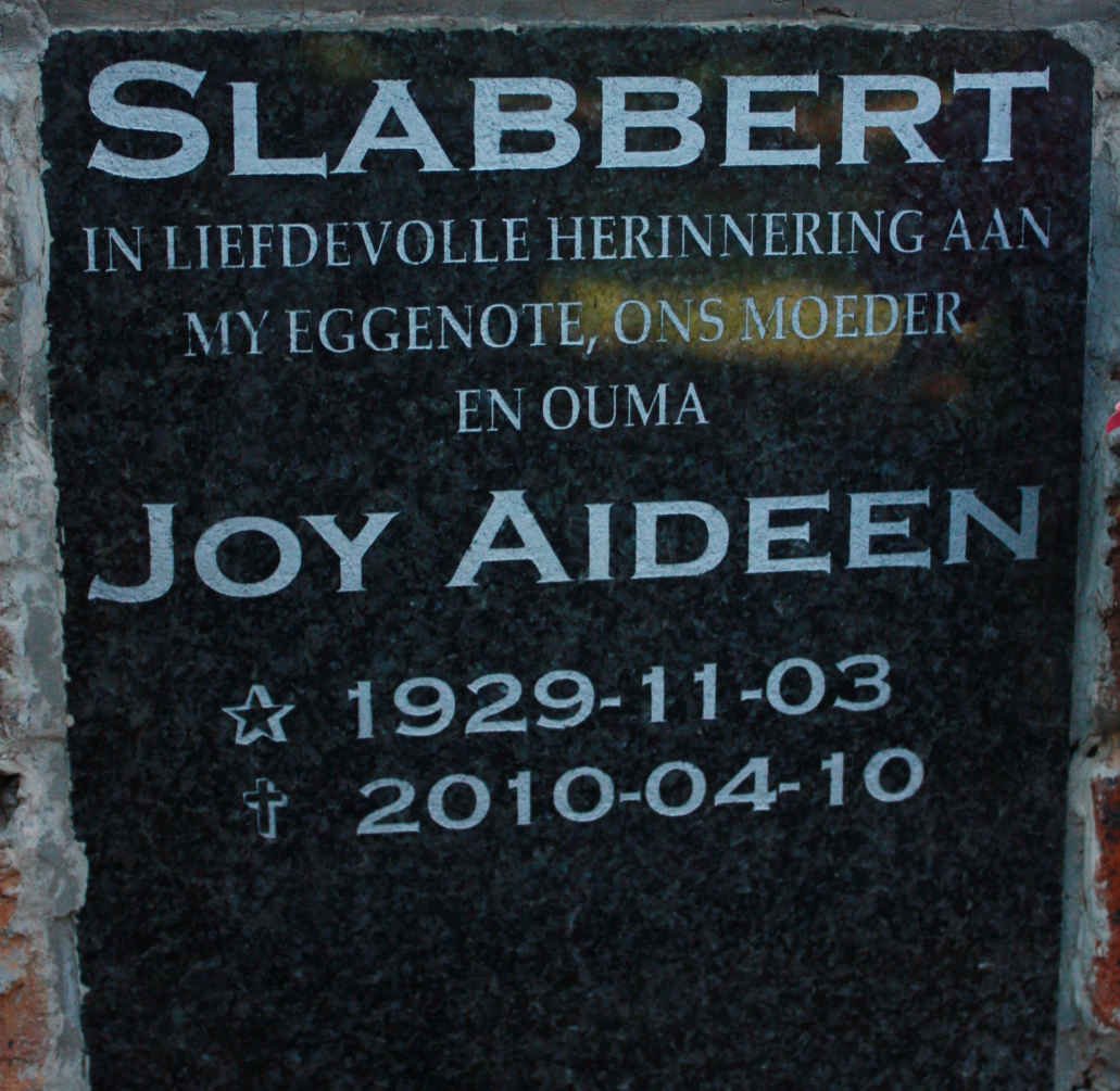 SLABBERT Joy Aideen 1929-2010