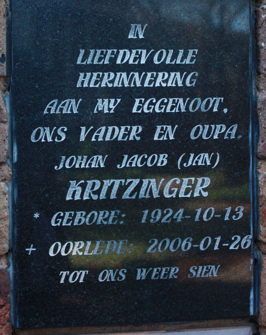 KRITZINGER Johan Jacob 1924-2006