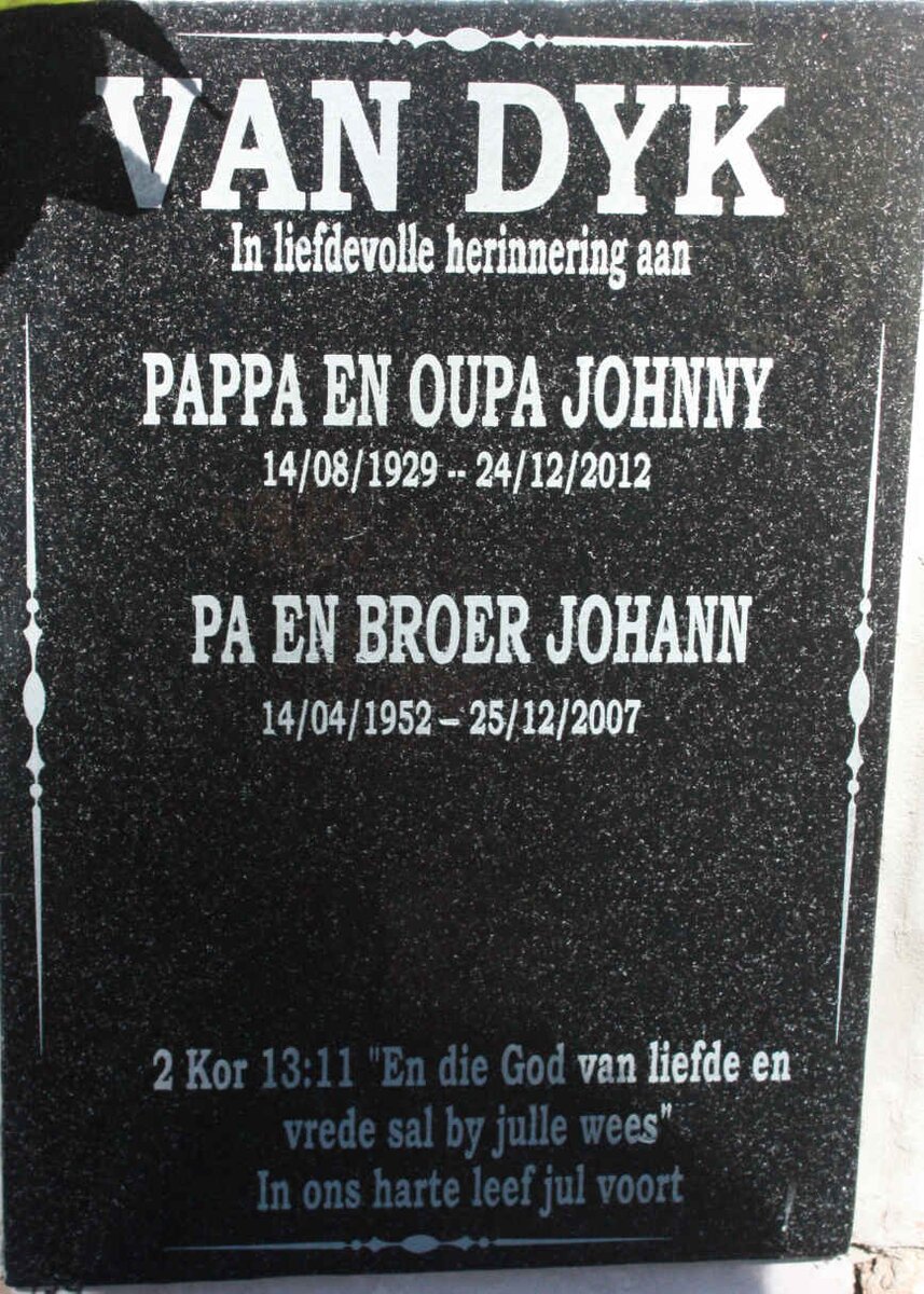 DYK Johnny, van 1929-2012 :: VAN DYK Johann 1952-2007