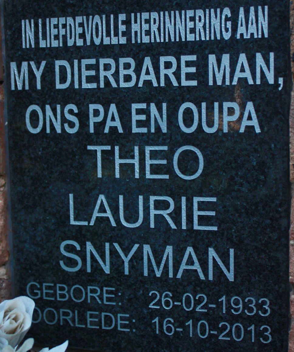 SNYMAN Theo Laurie 1933-2013