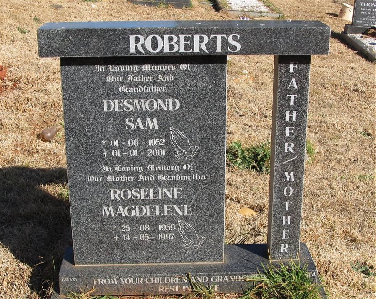 ROBERTS Desmond Sam 1952-2001 &amp; Roseline Magdelene 1959-1997
