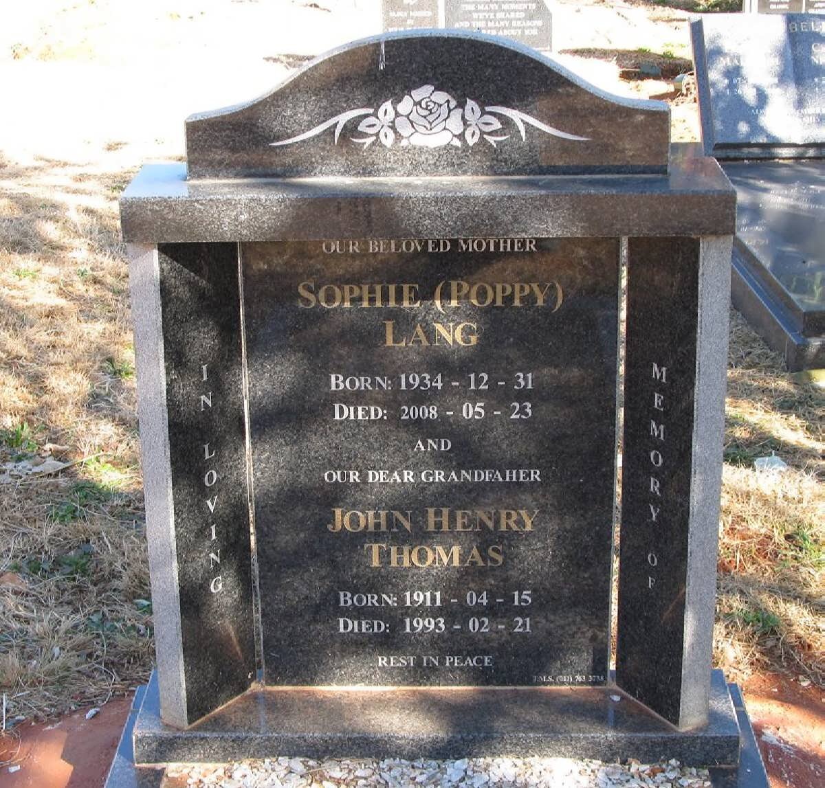 THOMAS John Henry 1911-1993 :: LANG Sophie 1934-2008