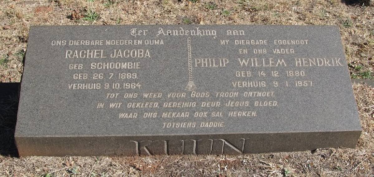 KUUN Philip Willem Hendrik 1880-1957 &amp; Rachel Jacoba SCHOOMBIE 1889-1964