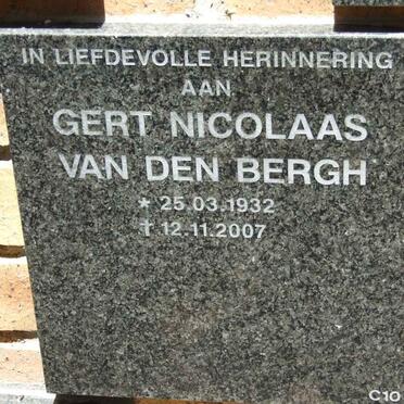BERGH Gert Nicolaas, van den 1932-2007