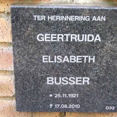 BUSSER Geertruida Elisabeth 1921-2010