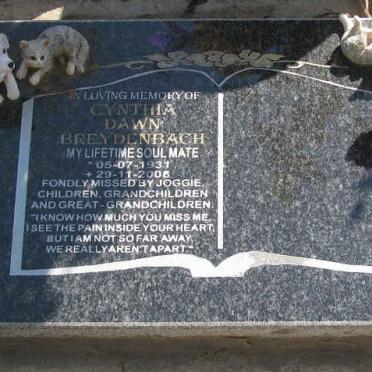 BREYDENBACH Cynthia Dawn 1931-2008