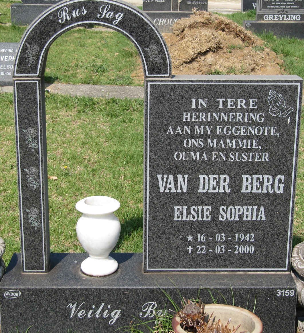 BERG Elsie Sophia, van der 1942-2000