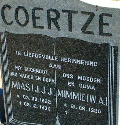 COERTZE J.J.J. 1922-1996 &amp; W.A. 1920-