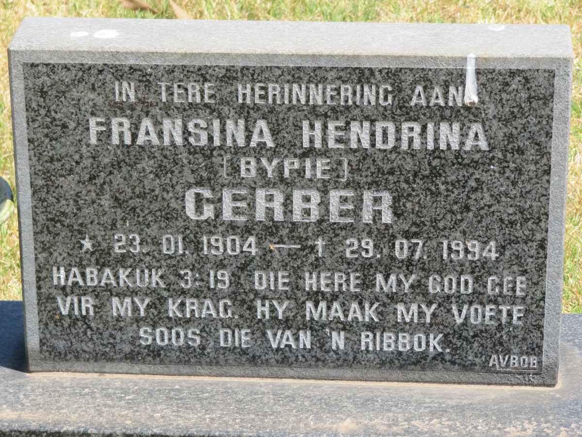 GERBER Fransina Hendrina 1904-1994