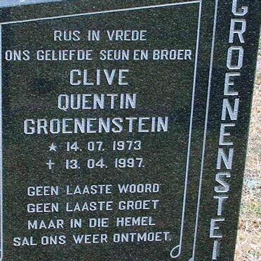 GROENENSTEIN Clive Quentin 1973-1997