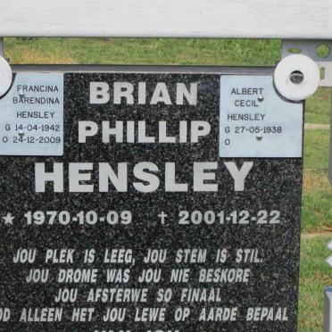 HENSLEY Albert Cecil 1938- &amp; Francina Barendina 1942-2009 :: HENSLEY Brian Phillip 1970-2001