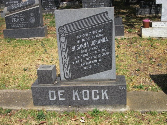 KOCK Susanna Johanna, de nee VENTER 1895-1990