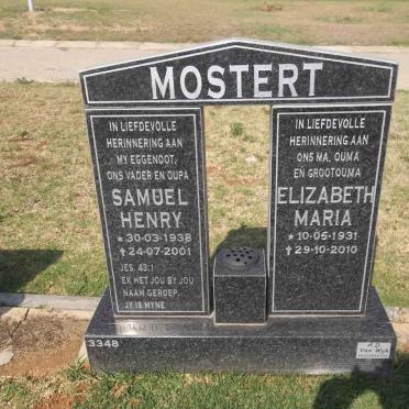 MOSTERT Samuel Henry 1938-2001 &amp; Elizabeth Maria 1931-2010