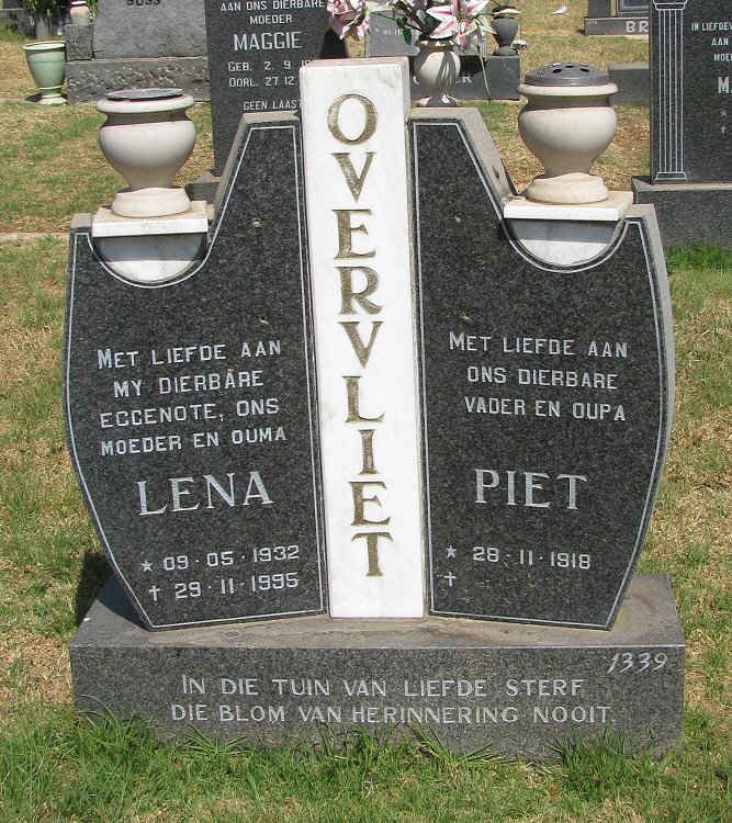 OVERVLIET Piet 1918- &amp; Lena 1932-1995