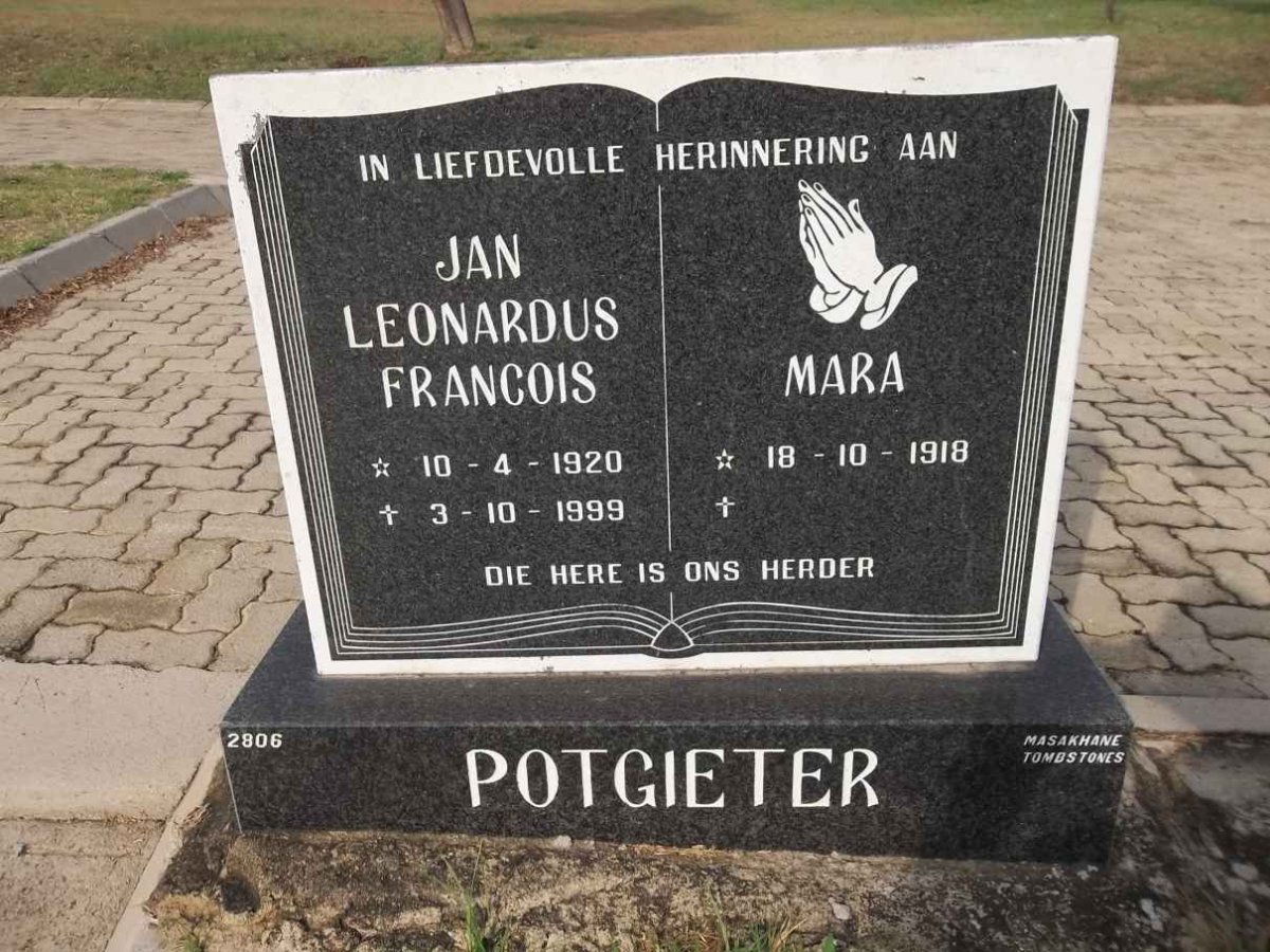 POTGIETER Jan Leonardus Francois 1920-1999 &amp; Mara 1918-