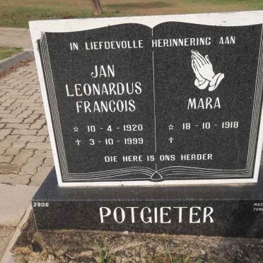 POTGIETER Jan Leonardus Francois 1920-1999 &amp; Mara 1918-