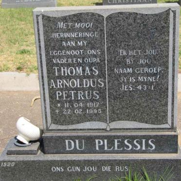PLESSIS Thomas Arnoldus Petrus, du 1917-1995