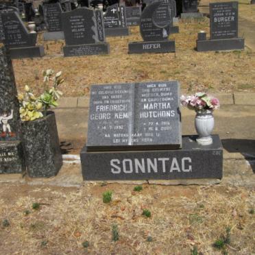 SONNTAG Friedrich Georg Kemp 19??-1992 &amp; Martha Hutchons 1915-2009