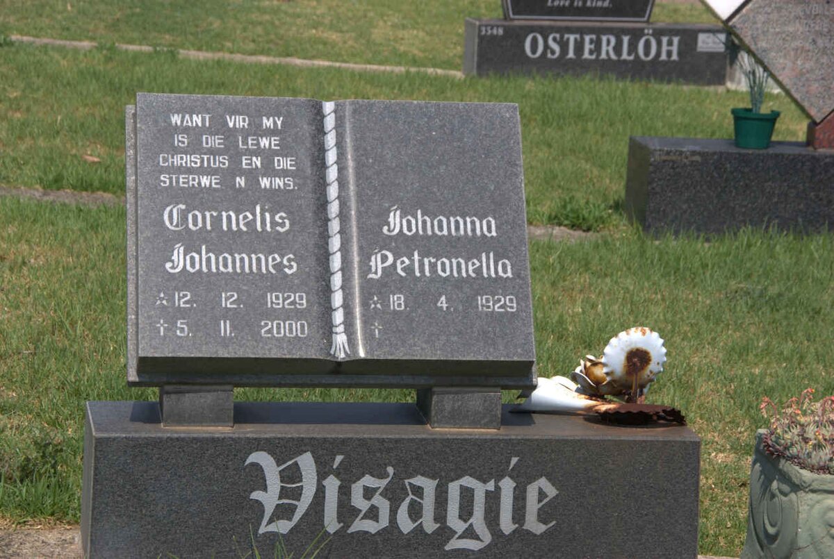 VISAGIE Cornelis Johannes 1929-2000 &amp; Johanna Petronella 1929-